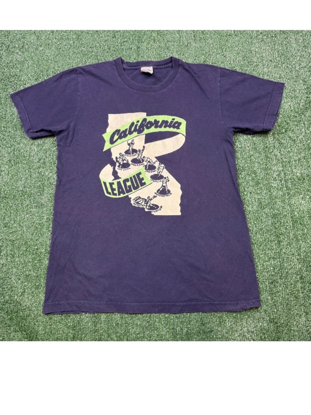 EBBETS FIELD FLANNELS California League Graphic T Shirt Men's Size M Blue Tee